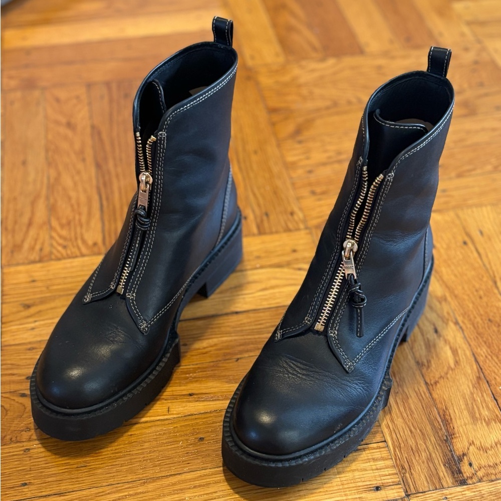 Coach Black Leather Ankle Boots